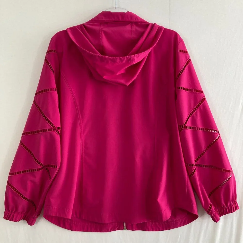 Chico's size 16 Pink Zenergy UPF‎ 50 Sun Protection Neema Lattice Jacket Active